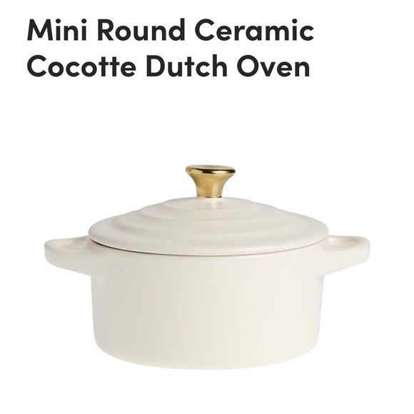Cost plus World market Mini Round Ceramic Cocotte Dutch Oven - Cream 14oz - Picture 1 of 4